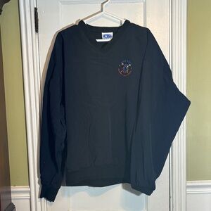 Black V-Neck Jacket with Embroidered Logo